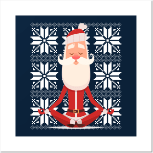 Yoga Santa meditating Ugly Christmas Sweater Design Posters and Art